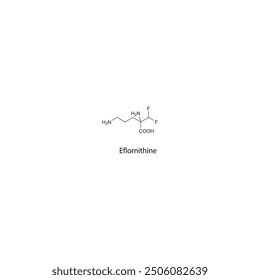 Estructura molecular esquelética plana eflornitina Fármaco antiprotozoario utilizado en el tratamiento de la tripanosomiasis africana. Diagrama científico de la Ilustración vectorial.