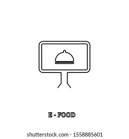 E-food icon. Online restaurant ordering symbol. Logo design element