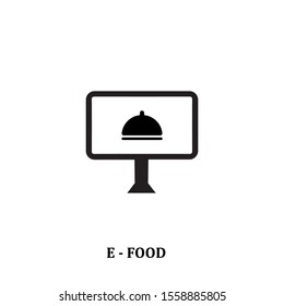 E-food icon. Online restaurant ordering symbol. Logo design element