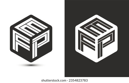 EFP letter logo design with illustrator cube logo, vector logo modern alphabet font overlap style. Premium Business logo icon. White color on black background