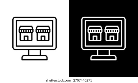 E-Franchise Umriss weißes Symbol Set Design