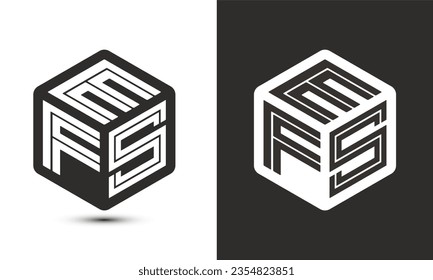 EFS letter logo design with illustrator cube logo, vector logo modern alphabet font overlap style. Premium Business logo icon. White color on black background