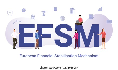 efsm european financial stabilisation mechanism concept with big word or text and team people with modern flat style - vector