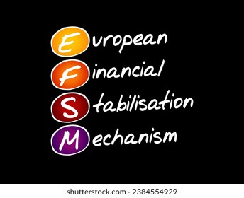 EFSM European Financial Stabilisation Mechanism - emergency funding programme reliant upon funds raised on the financial markets, acronym text concept background