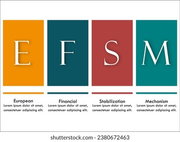 EFSM - European Financial Stabilization Mechanism acronym. Infographic template with icons and description placeholder