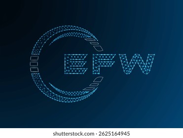 EFW low poly letter logo vector design. EFW lower poly logo design. Low poly logo.