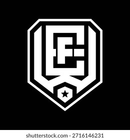EFW Monogram Logo Concept, sobre fondo negro, se puede aplicar en camisa, ropa deportiva, marca, ropa y otros