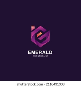 EG- Logotipo inicial con un símbolo de casa, con un concepto sencillo y moderno de un logotipo de marca de fábrica (E + G). Un concepto adecuado en el rápido desarrollo del mundo