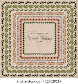 egde vintage pattern fruit olive frame