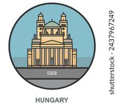 Eger. Cities and towns in Hungary. Flat landmark