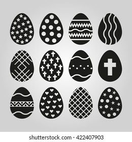 The egg of 12 icon. Easter symbol. UI. Web. Logo. Sign. Flat design. App. Stock vector
