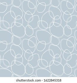 Egg abstract elliptical shapes seamless pattern for Easter wrapping, poster background. Grey and white repeat design for spring holiday decoration.