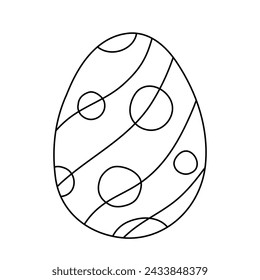 Egg with abstract geometric pattern, doodle style flat vector outline for coloring book
