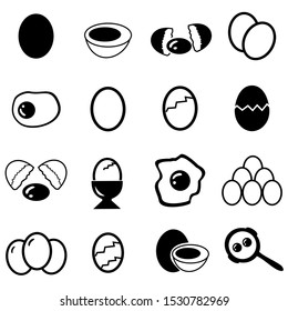 Egg abstract symbol illustrations on black color and white background