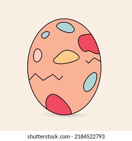 Egg animal icon vector illustration, with crack and pattern color