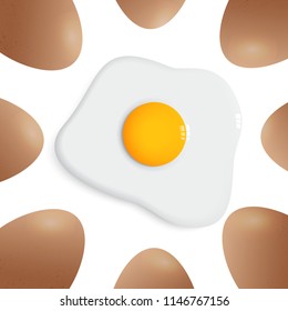 egg around fried egg vector on white background 