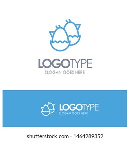 Egg, Baby, Easter, Nature Blue Outline Logo Place for Tagline. Vector Icon Template background