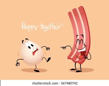 Egg and bacon. Cute illustration