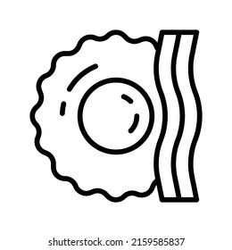 Egg And Bacon Icon. Line Art Style Design Isolated On White Background