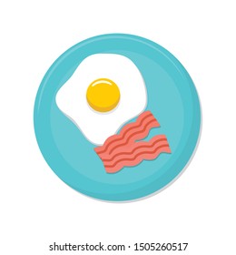 Egg and bacon on a plate vector illustration. Egg and bacon clip art