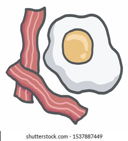 egg and bacon vector illustration doodle style