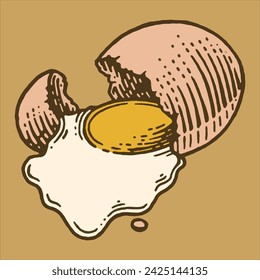 Egg, bakery illustration kit. hand drawing illustration, vector, pastry, cracking egg