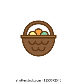 Egg basket filled outline icon, line vector sign, linear colorful pictogram isolated on white. Easter symbol, logo illustration. Pixel perfect vector graphics