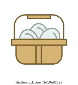 egg basket flat icon illustration