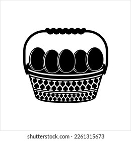 Egg Basket Icon, Egg Holding Basket Vector Art Illustration