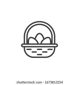 Egg basket line icon. linear style sign for mobile concept and web design. Easter basket with eggs outline vector icon. Symbol, logo illustration. Vector graphics