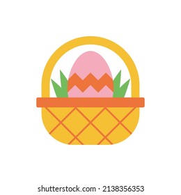 Egg Basket vector Flat Icon Design illustration. Easter Symbol on White background EPS 10 File