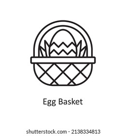 Egg Basket vector Outline Icon Design illustration. Easter Symbol on White background EPS 10 File