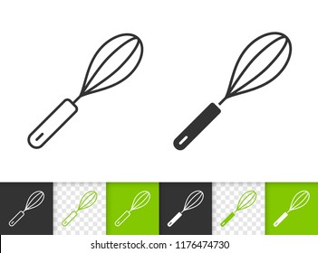 Egg Beater black linear and silhouette icons. Thin line sign of whisk. Hand Mixer outline pictogram isolated on white, color, transparent background. Vector Icon shape Egg Beater simple symbol closeup