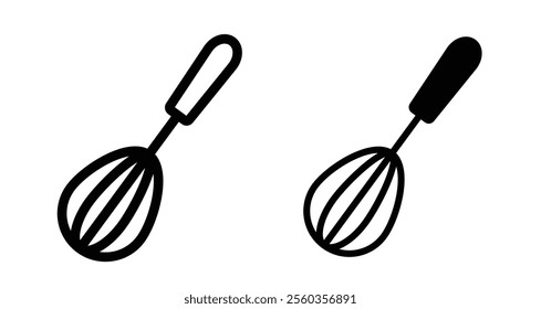 Egg beater Icons. black and white vector illustration set.