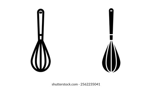 Egg beater Icons pack in outlined and flat versions