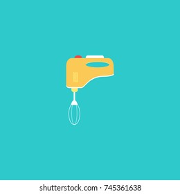 Egg beater tool for kitchen isolated vector in turquoise background