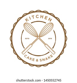 Egg beater vintage logo for kitchen and cake product