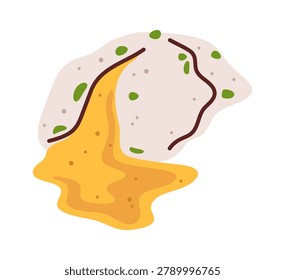 Egg Benedict Yolk Dripping Cartoon Style