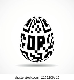 Egg with binary code inside isolated on white background. Vector illustration