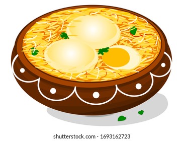 Egg biryani Indian traditional Food Vector