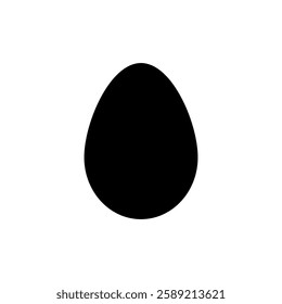 Egg, black silhouette on transparent background, vector for stencil