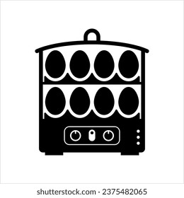 Egg Boiler Icon, Electric Egg Boiler, Hot Water Boiler Vector Art Illustration