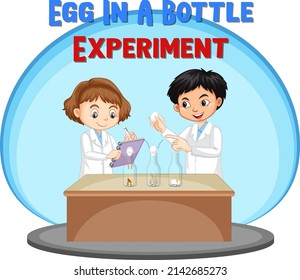 Huevo en una ilustración de experimento de botella