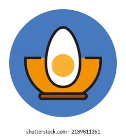 Egg in a bowl. Vector icon. Isolated on white background. 