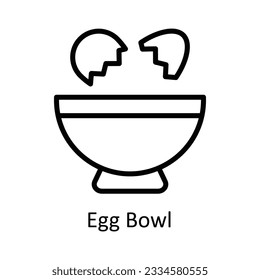 Egg Bowl Vector outline Icon Design illustration. Kitchen and home  Symbol on White background EPS 10 File