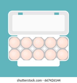 egg box in aerial view, flat design vector