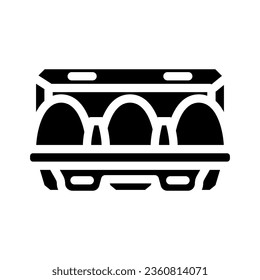 vector de icono del glifo de la caja de huevos. signo de pollo de la caja de huevos. ilustración de símbolo aislado