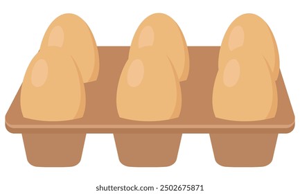 Caja de huevo en ilustración plana de dibujos animados aislados sobre fondo blanco.