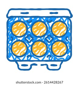 egg box hen doodle icon sketch vector. egg box hen sign. isolated symbol illustration
