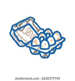 egg box hen doodle icon sketch vector. egg box hen sign. isolated symbol illustration